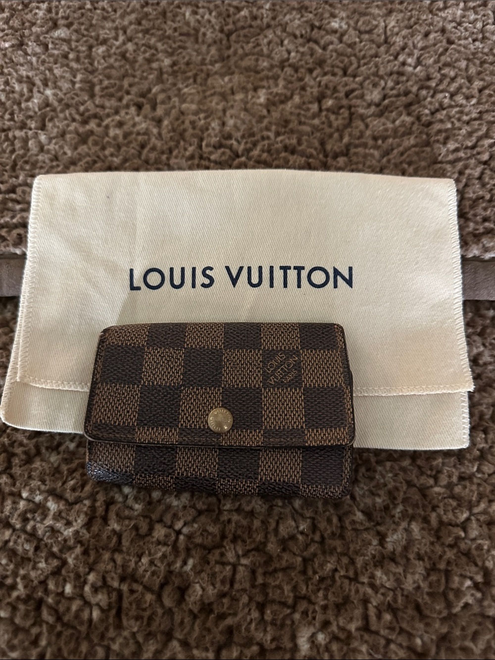 Louis Vuitton Damier Ebene Small Key holder  in Brown with dust bag